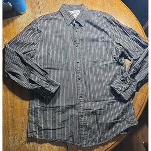 Vtg Kirra Shirt Mens Large Brown Stripped Button Down 100% Cotton Y2K Surf Skate